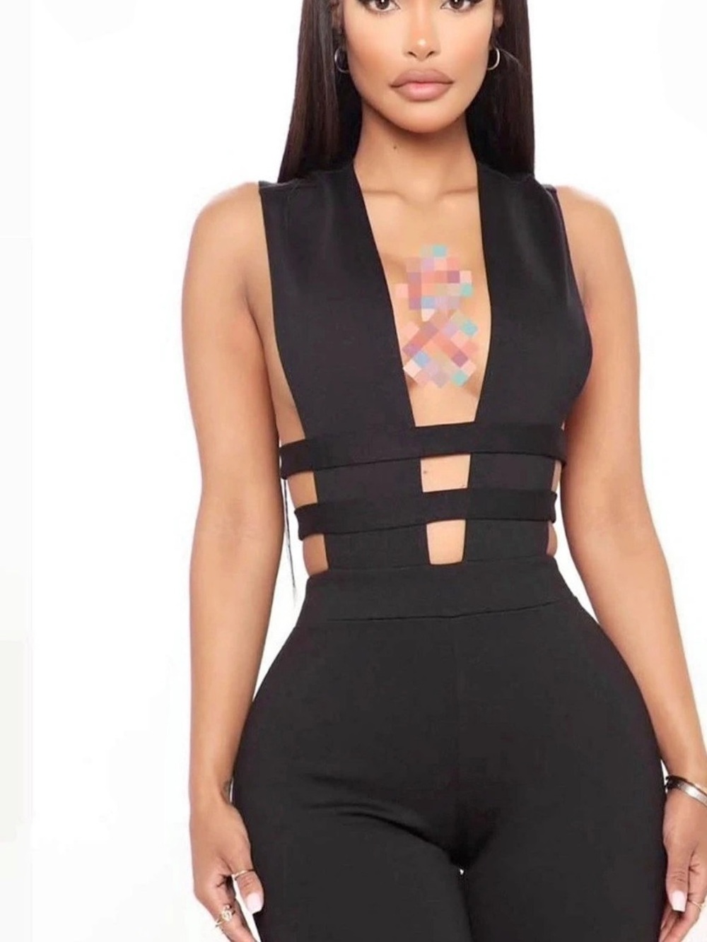 Fashion Nova Black Cutout Jumpsuit